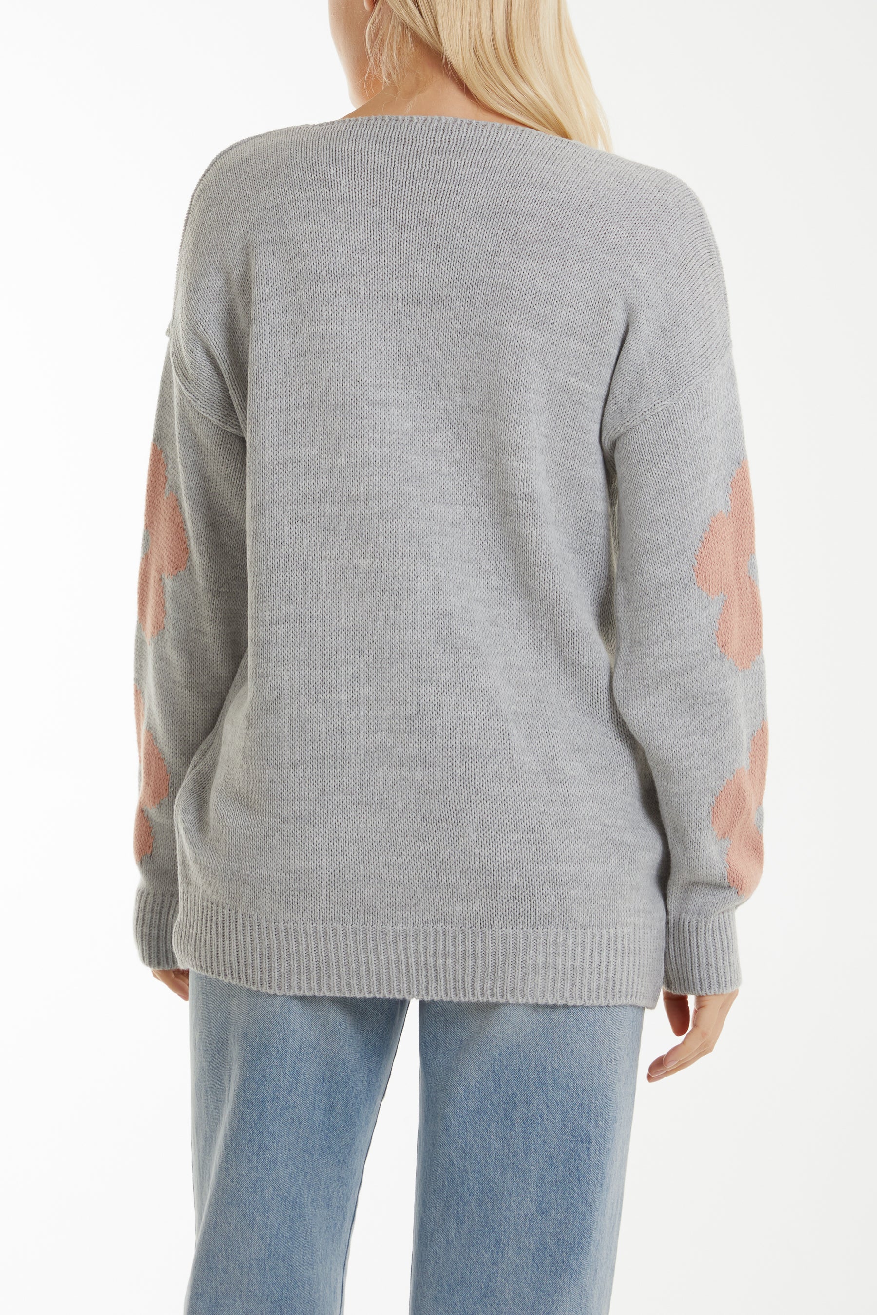 V-Neck Flower Jacquard Jumper Jumpers WearAll