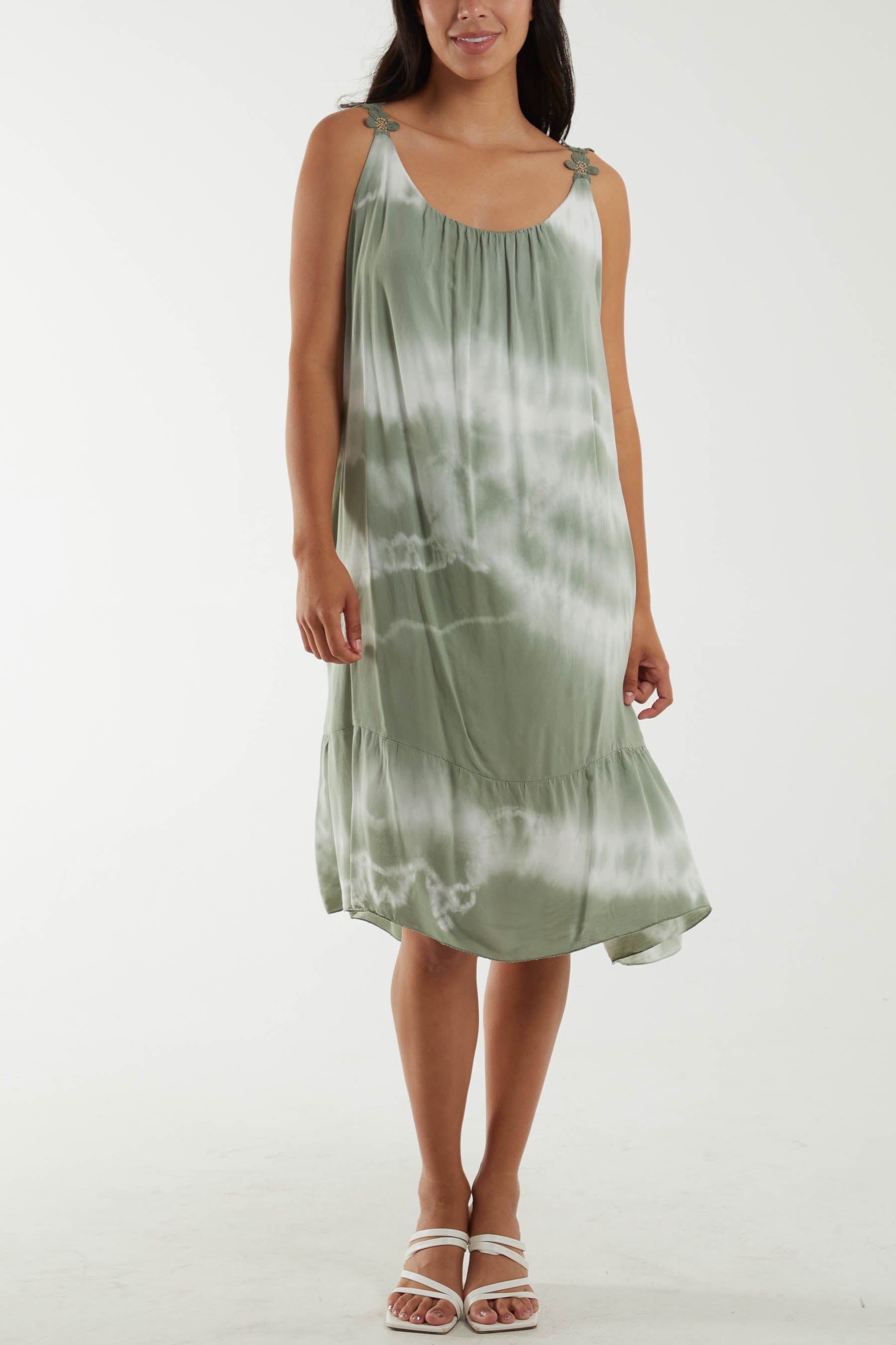 Tie Dye Swing Dress Dresses WearAll Khaki One Size