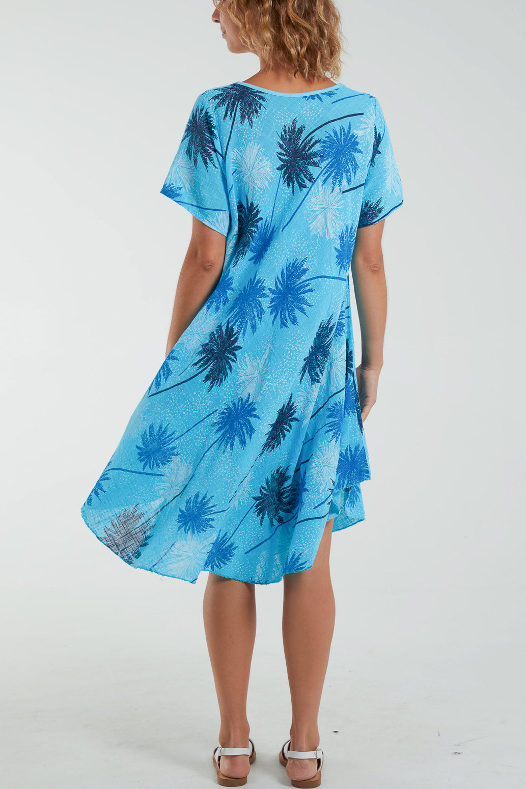 Palm Tree Short Sleeve Midi Dress Dresses WearAll