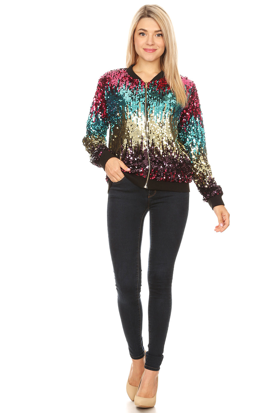 Glitter Mermaid Sequin Bomber Jacket Jacket WearAll
