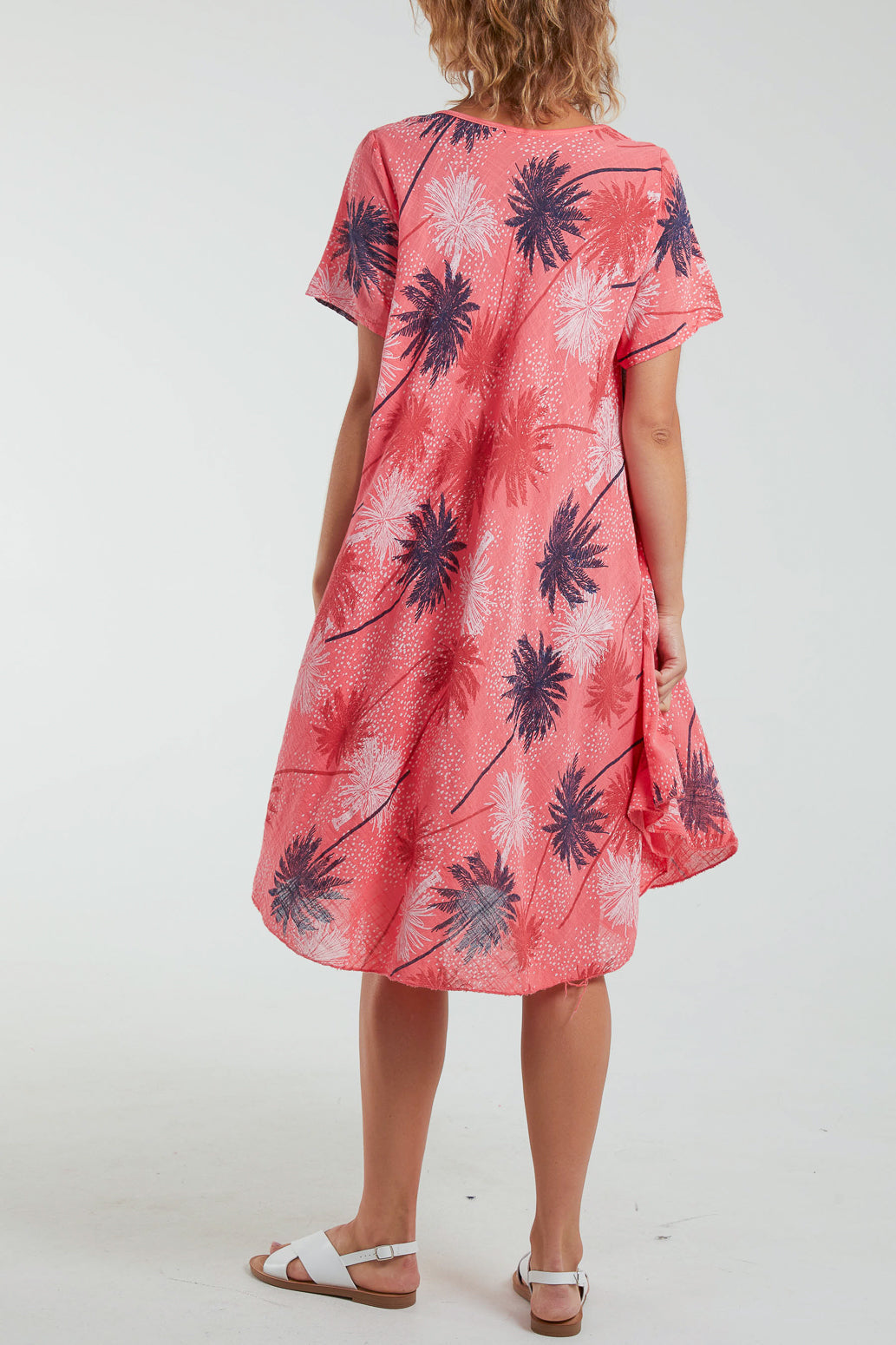 Palm Tree Short Sleeve Midi Dress Dresses WearAll