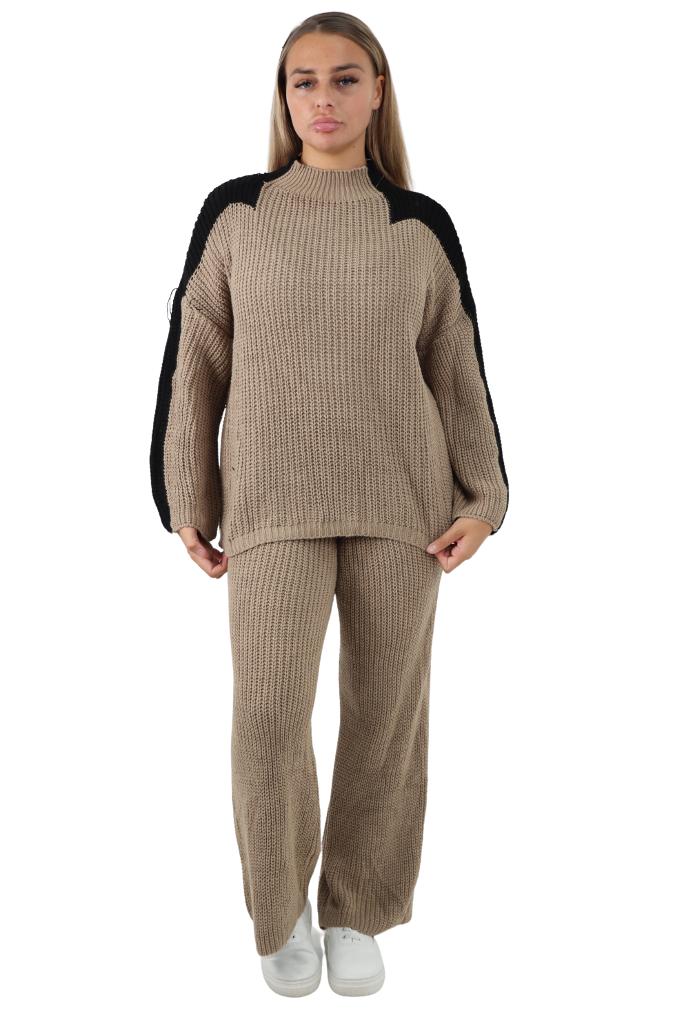 Italian Contrast Panel Knitted Top and Trouser Dresses WearAll