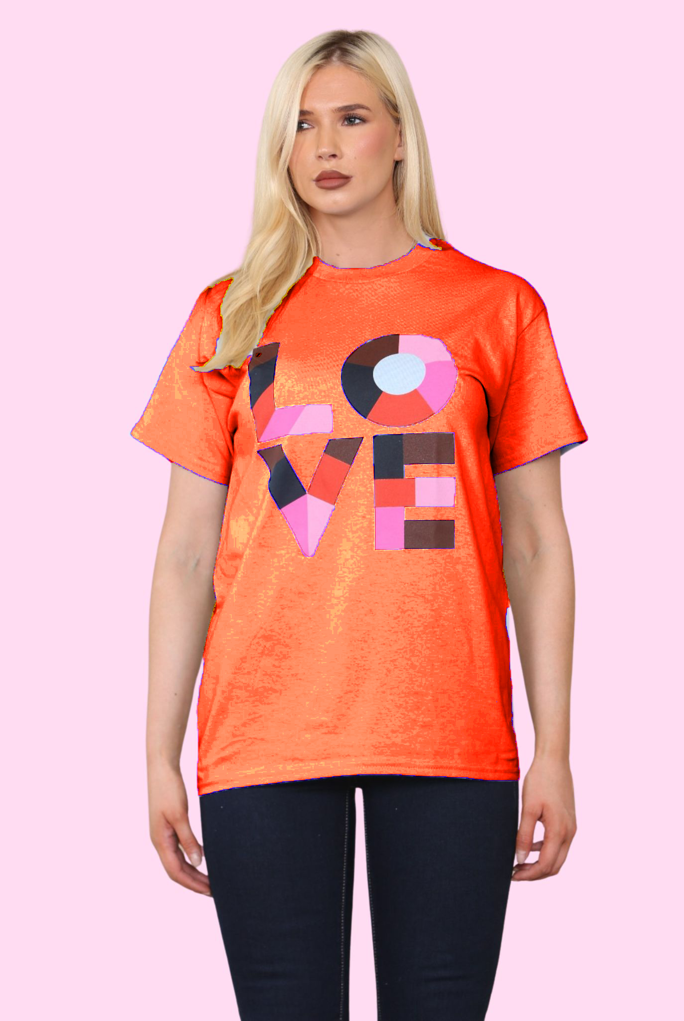 Love Printed T-Shirt Shirts WearAll Orange 8
