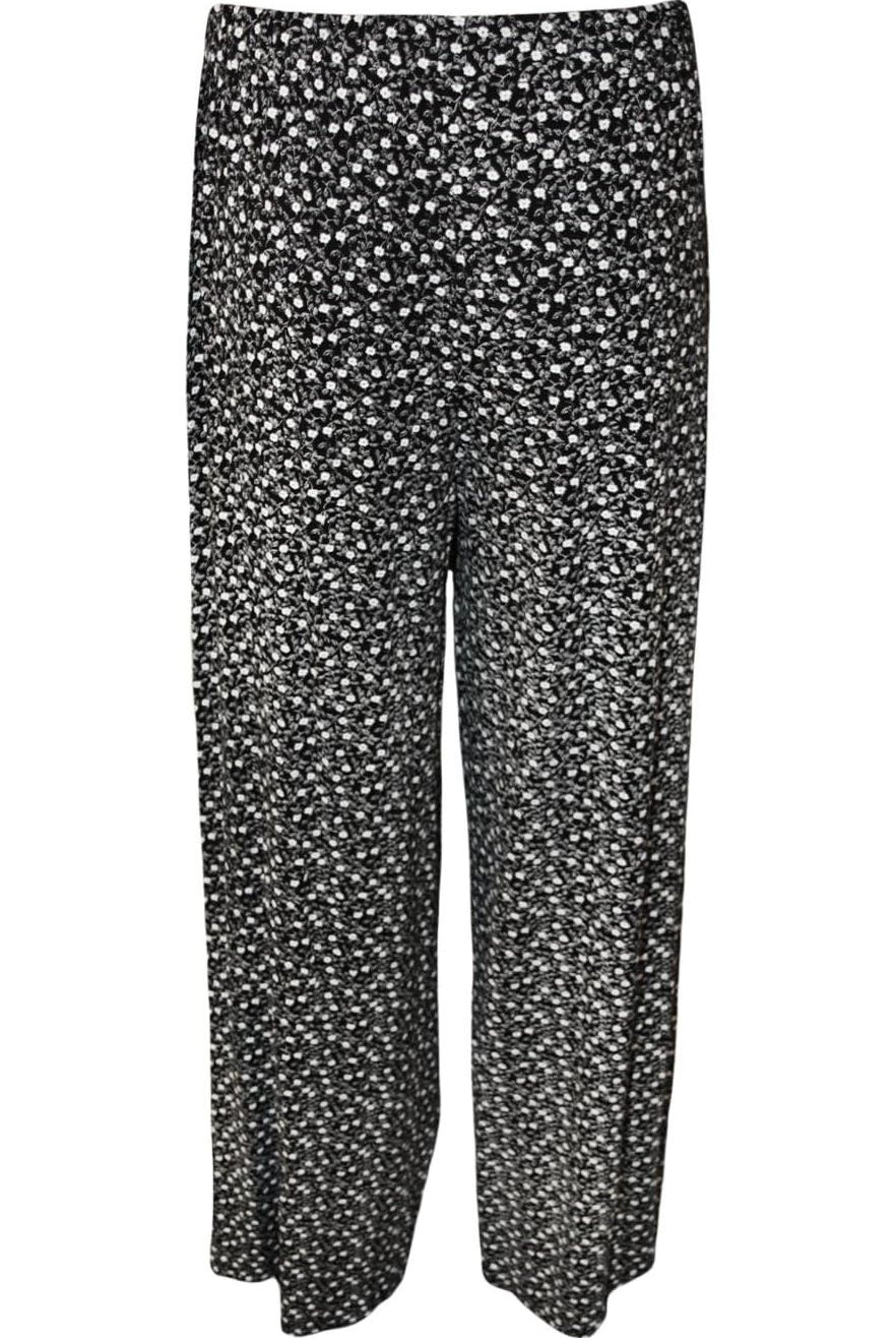 Floral Print Trousers Pants Trousers WearAll Black WHite 12-14