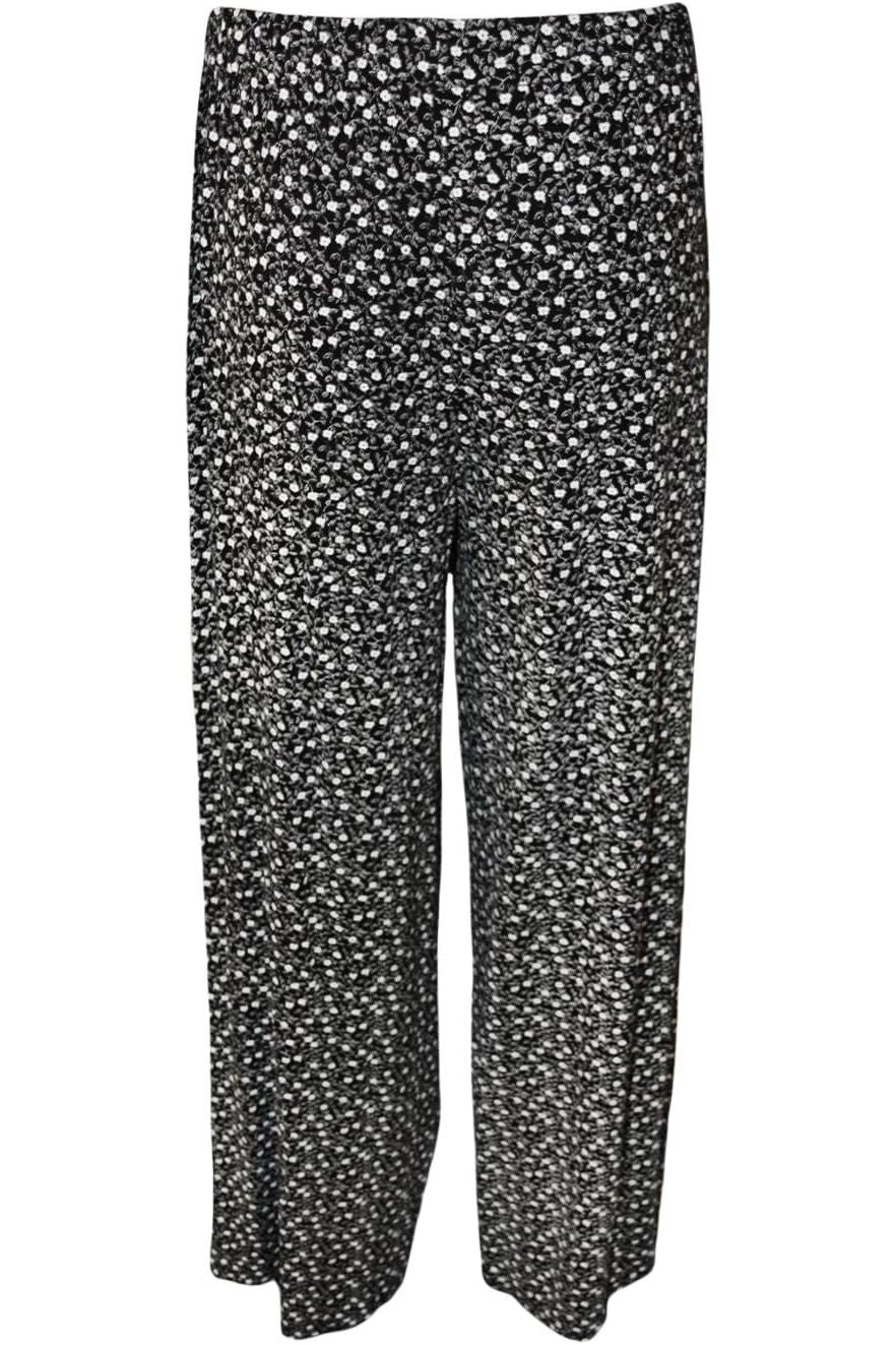 Floral Print Trousers Pants Trousers WearAll Black WHite 12-14