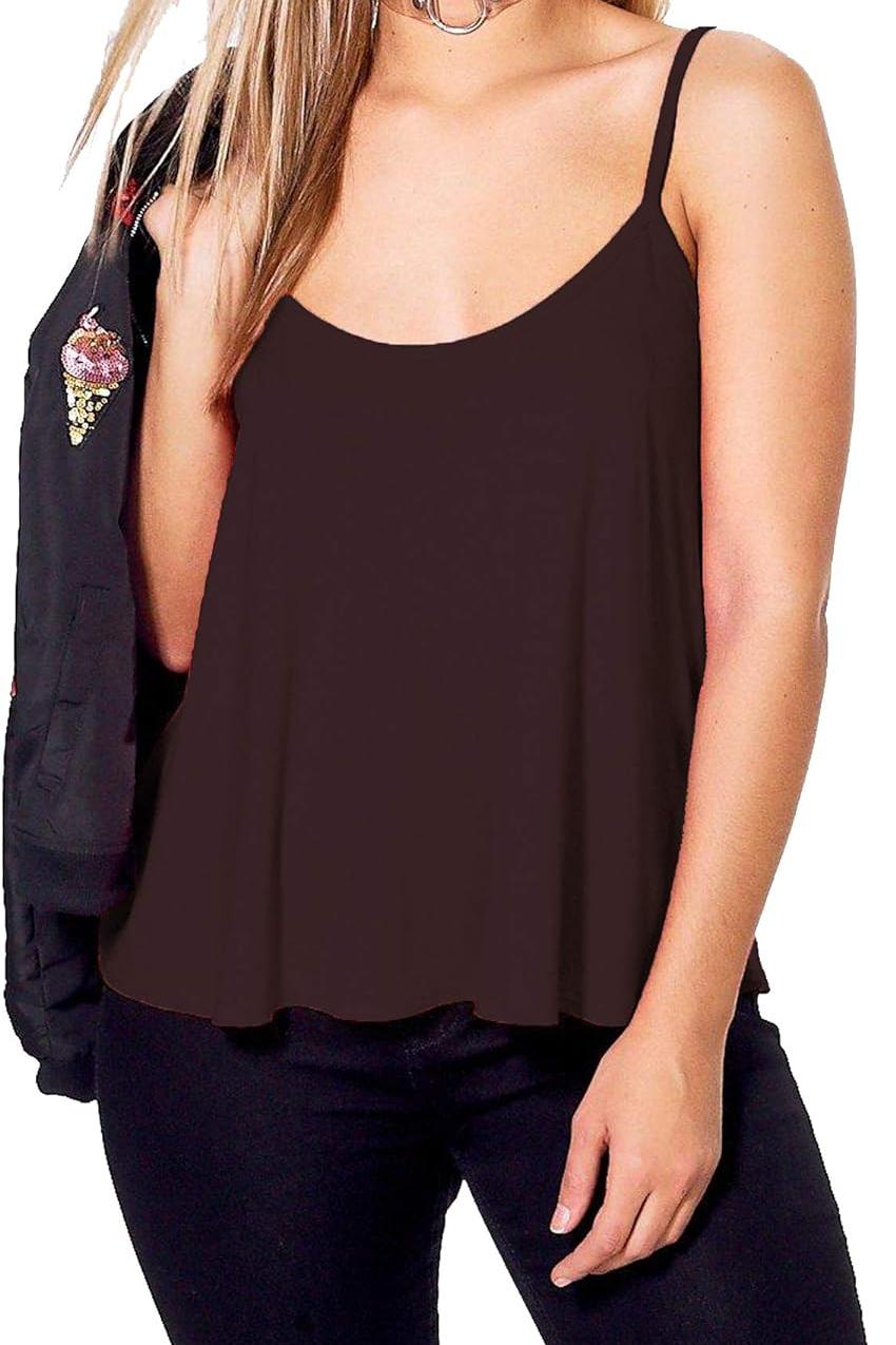Plus Size Cami Strappy Sleeveless Swing Vest Top Tops WearAll