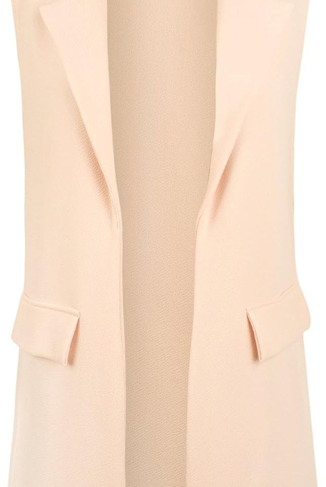 Crepe Open Long Waistcoat Pocket Top cardigan WearAll Nude 8