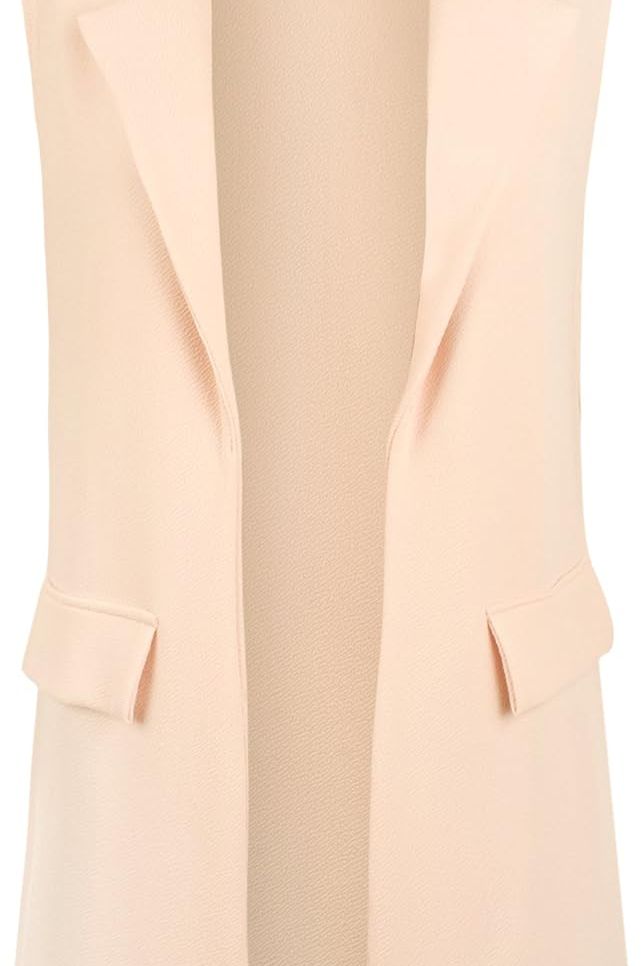 Crepe Open Long Waistcoat Pocket Top cardigan WearAll Nude 8