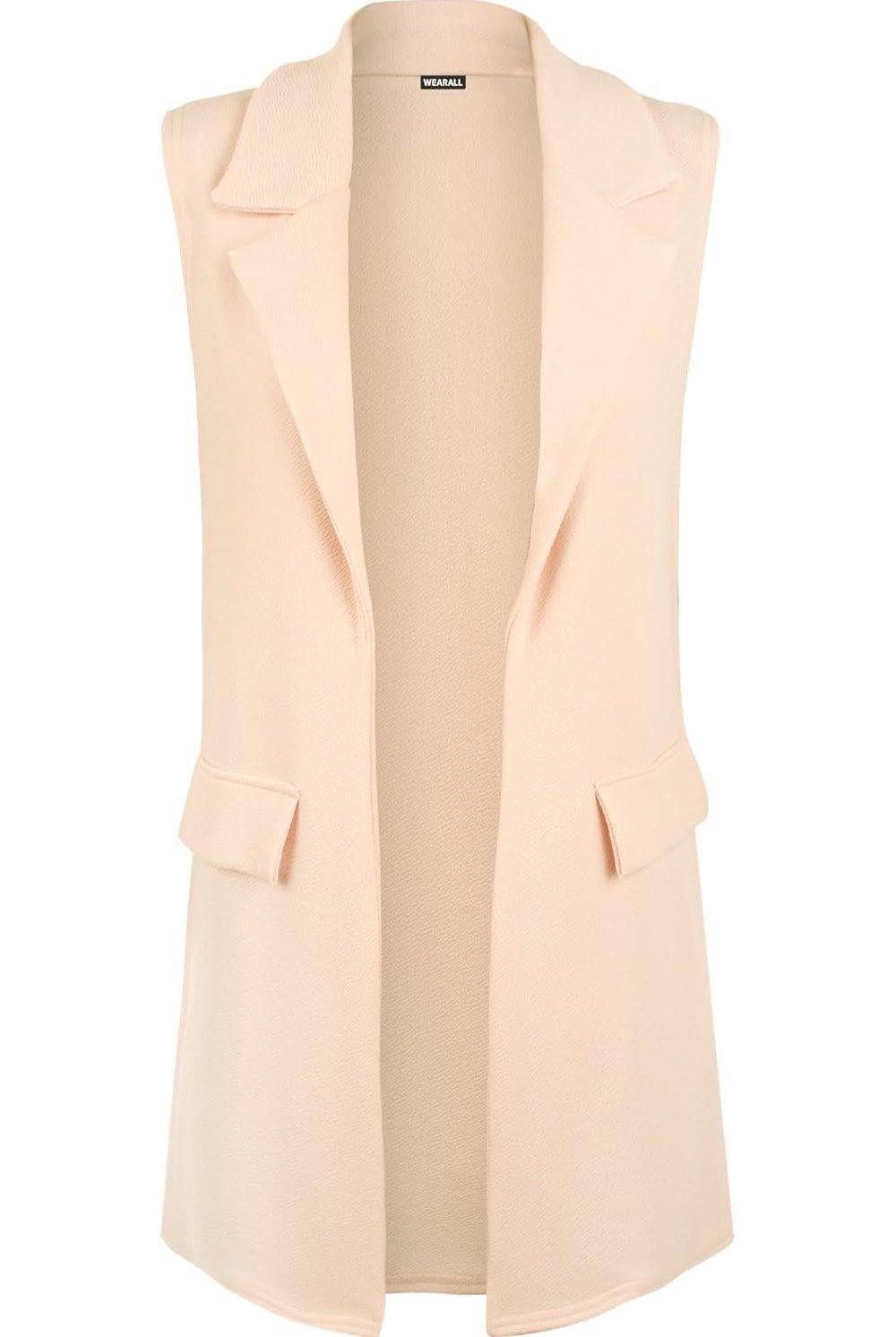 Plus Size Crepe Open Long Waistcoat Pocket Top cardigan WearAll