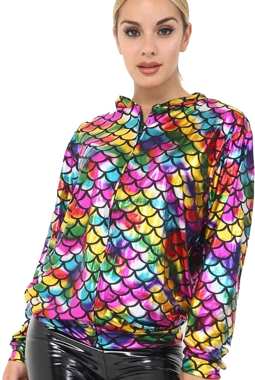 Glitter Mermaid Sequin Bomber Jacket Jacket WearAll Mermaid 8-16