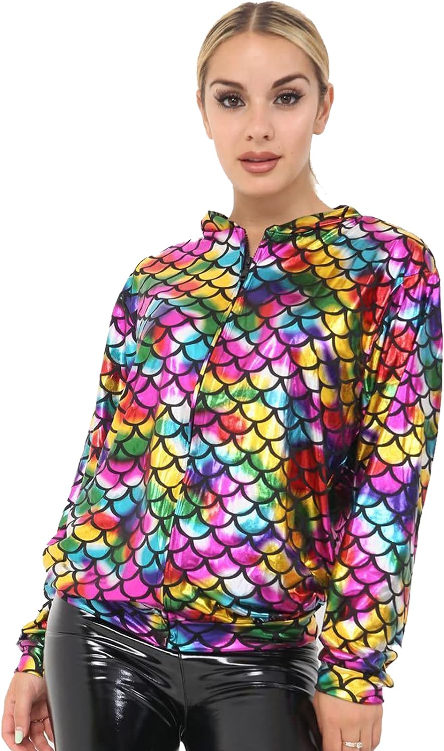 Glitter Mermaid Sequin Bomber Jacket Jacket WearAll Mermaid 8-16