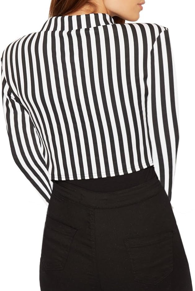 Cropped Waterfall Blazer Striped Print Tops WearAll