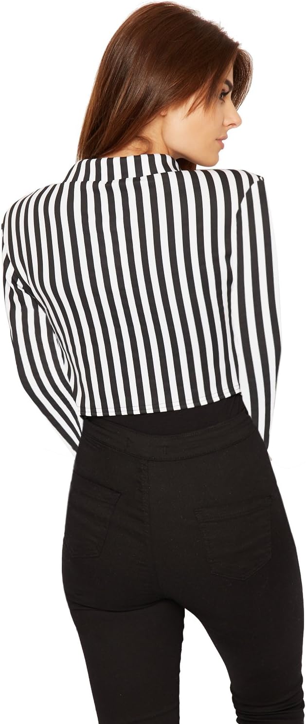 Cropped Waterfall Blazer Striped Print Tops WearAll