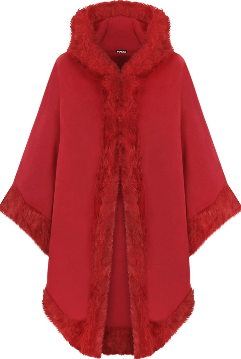 Faux Fur Trim Hood Cape Tops WearAll
