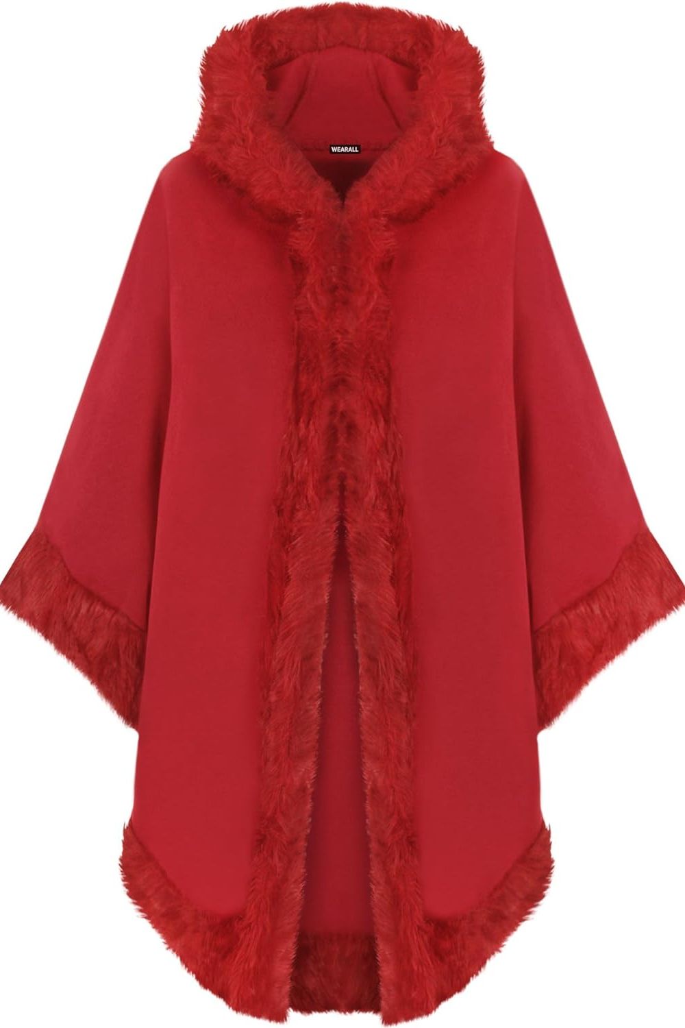 Faux Fur Trim Hood Cape Tops WearAll