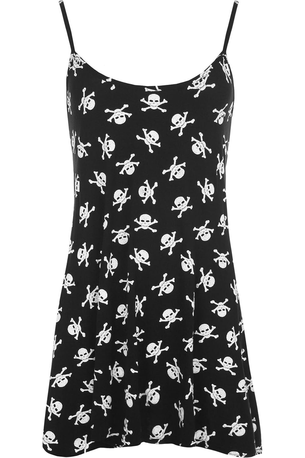 Plus Size Skull Bones Print Strappy Dress Vest Top Dress WearAll Skull Bones 16-18