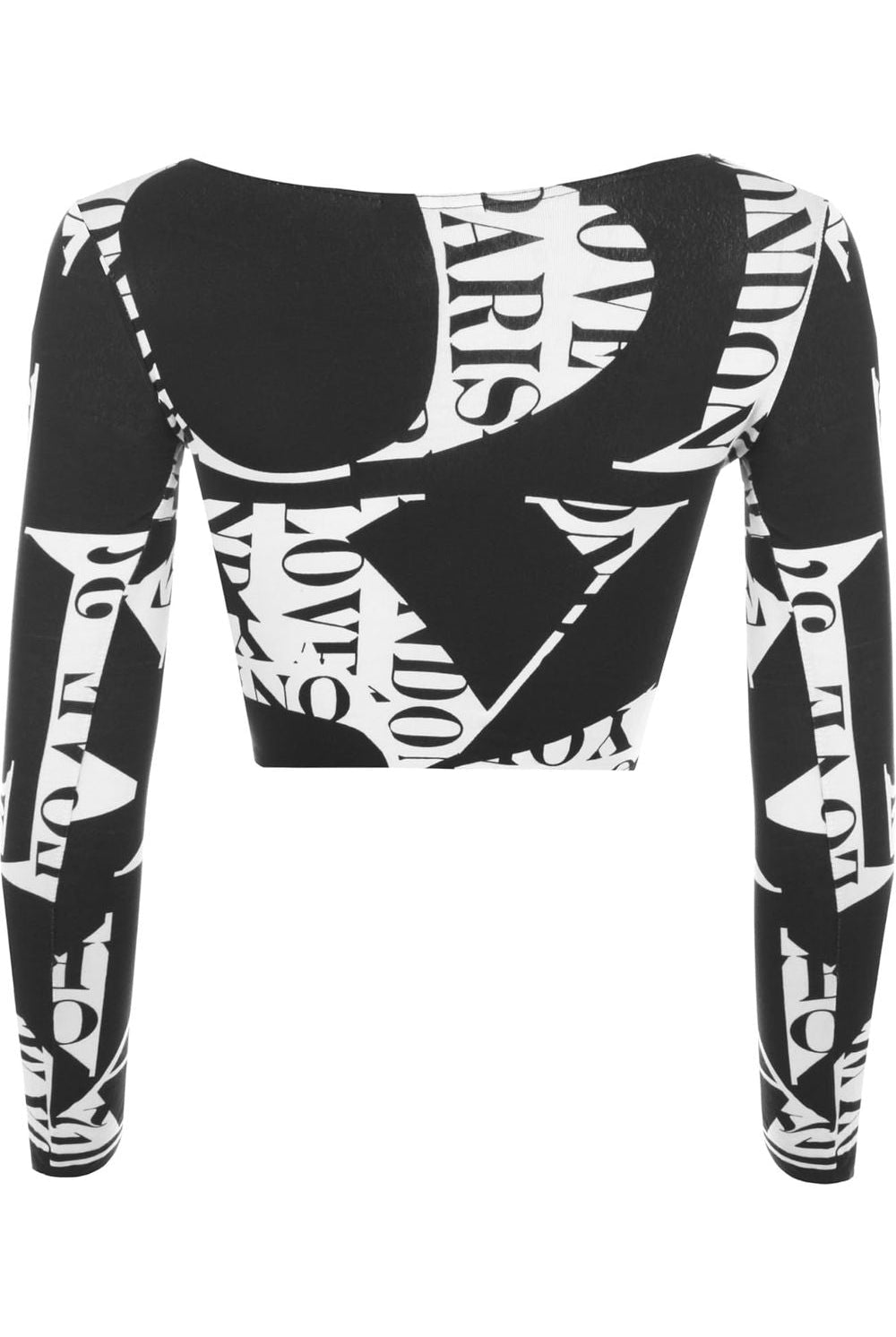 Long Sleeve Printed Crop Top Tops WearAll