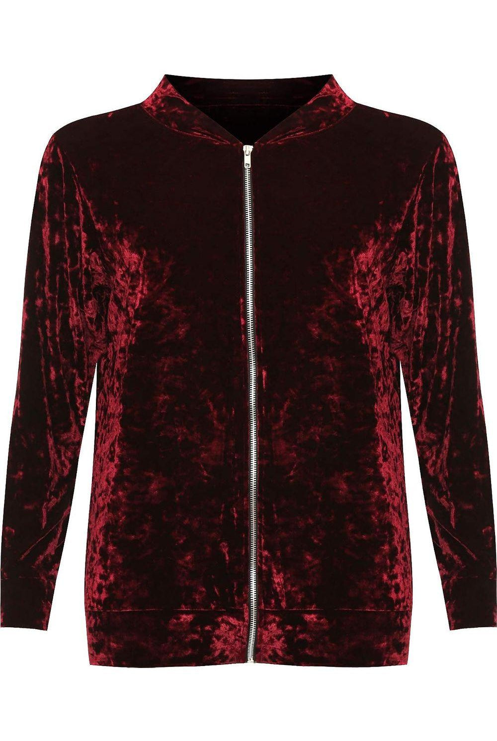 Long Sleeve Velour Velvet Bomber Jacket Jacket WearAll