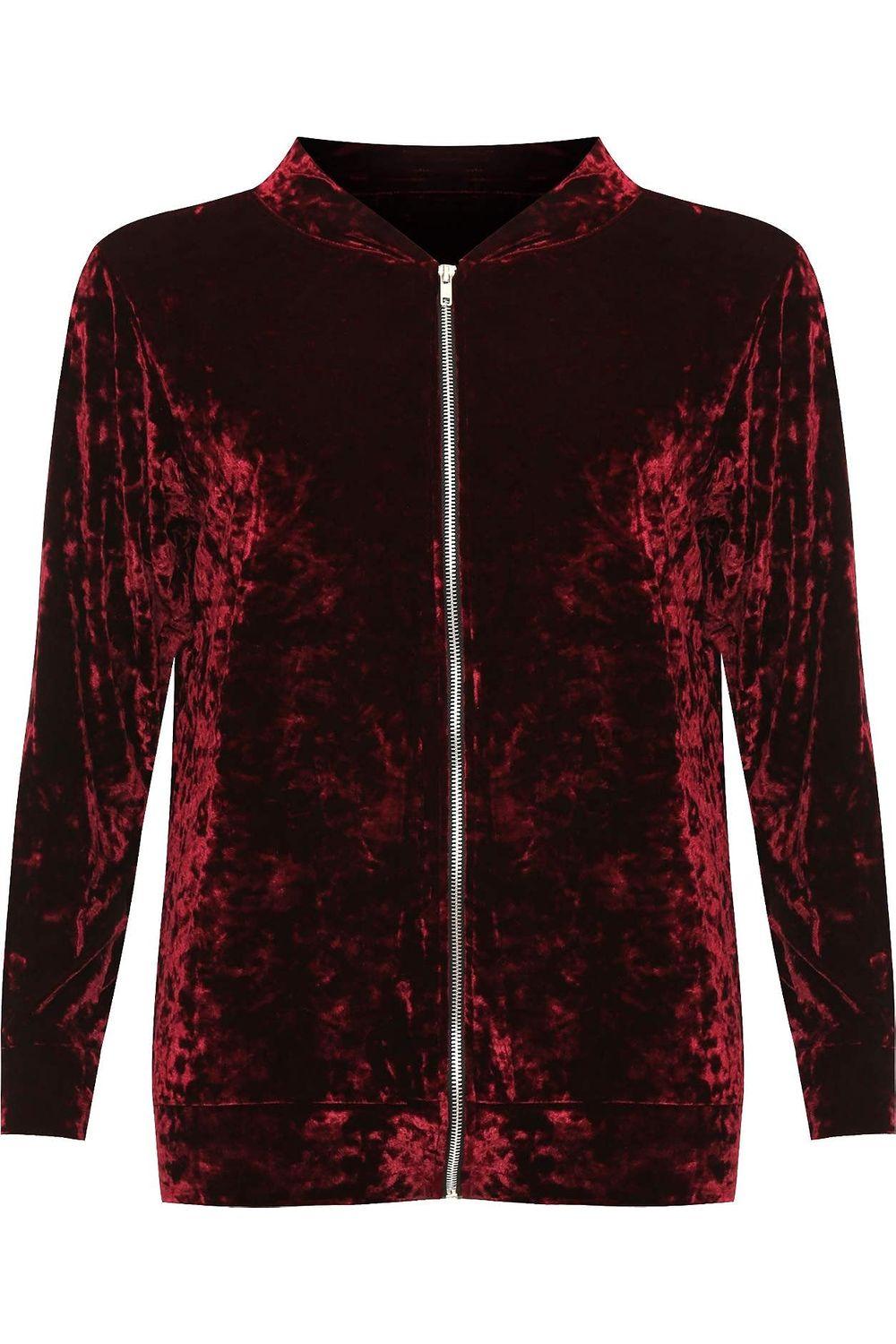 Long Sleeve Velour Velvet Bomber Jacket Jacket WearAll