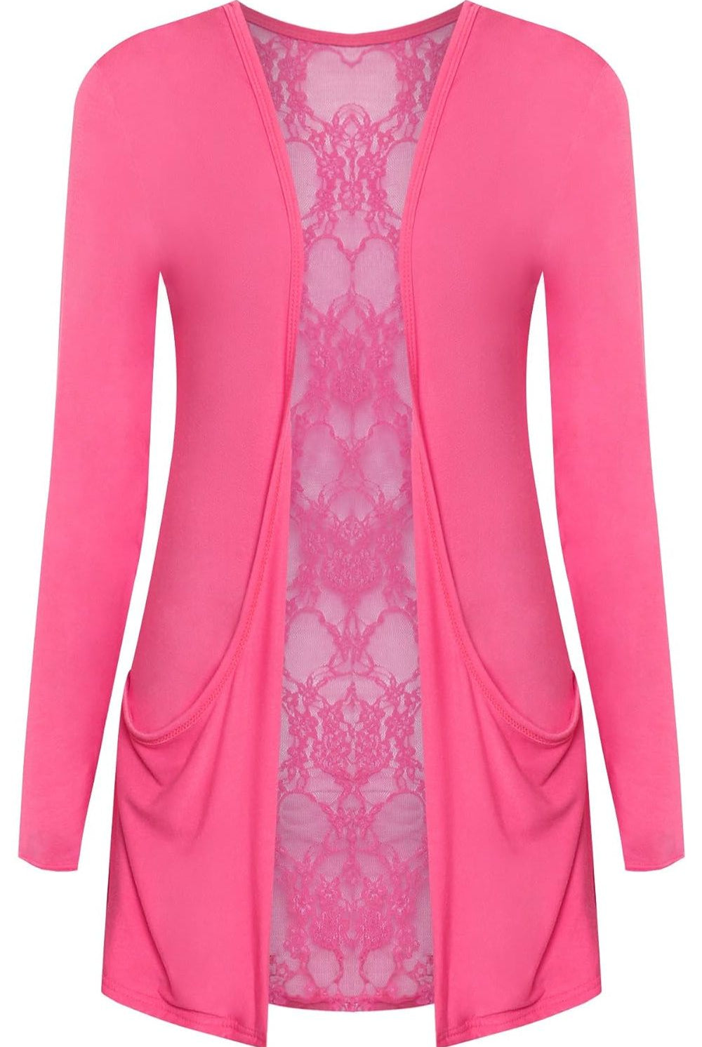 Lace Back Open Cardigan Boyfriend Top cardigan WearAll Cerise 8-10