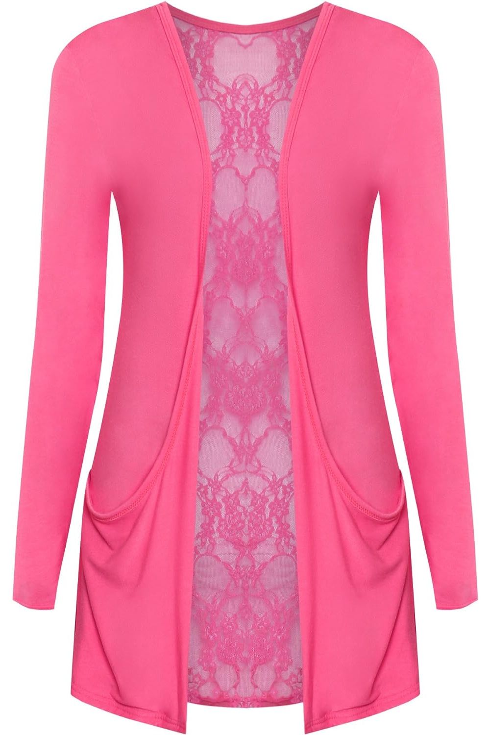 Lace Back Open Cardigan Boyfriend Top cardigan WearAll Cerise 8-10