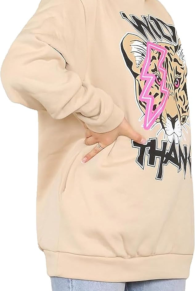 Wild Thang Tiger Print Hooded Sweatshirt Jumper Hoodies & Pullover WearAll