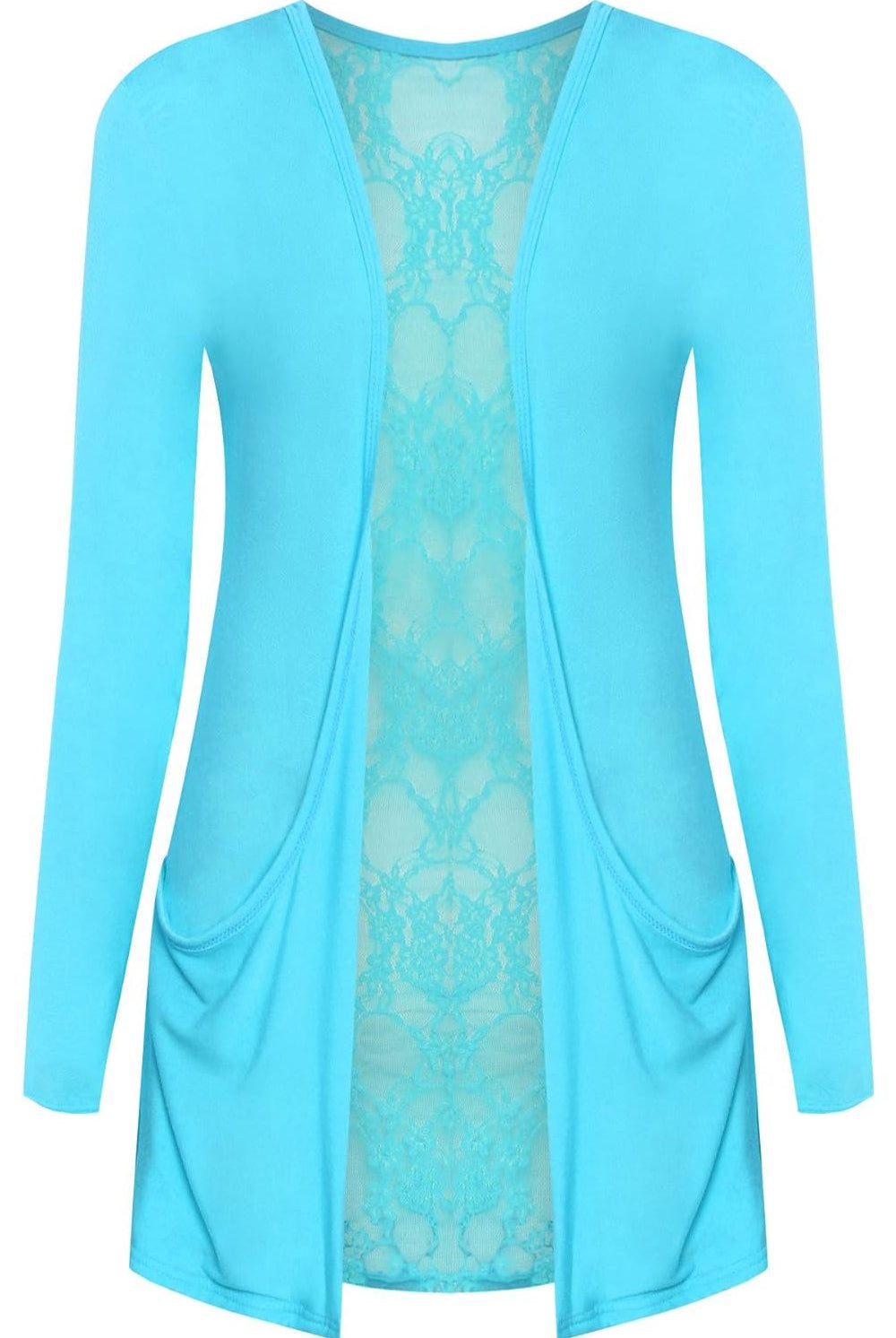Lace Back Open Cardigan Boyfriend Top cardigan WearAll Turquoise 8-10
