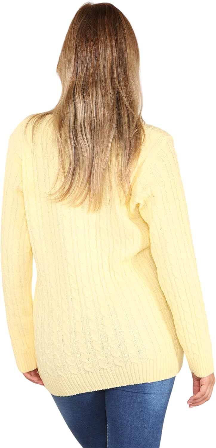 Cable Knitted V-Neck Sweater Top Tops WearAll