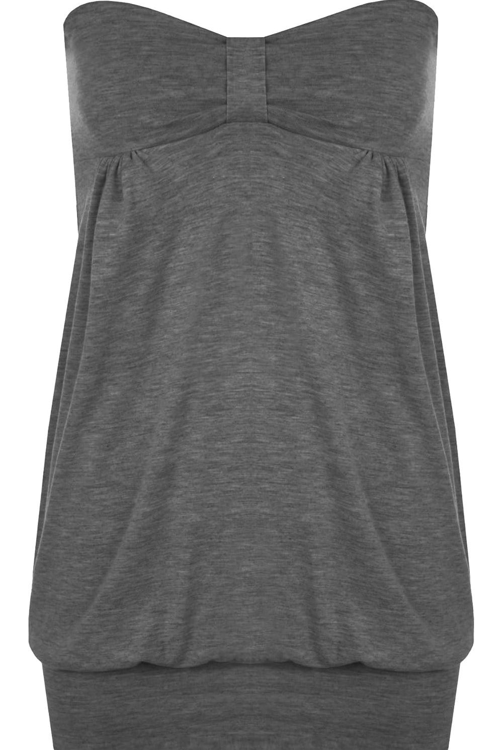 Long Boob Tube Strapless Top Tops WearAll Charcoal 8-10