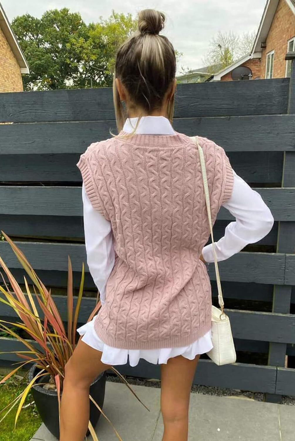 Plus Size Cable Knit Tank Top Jumper WearAll