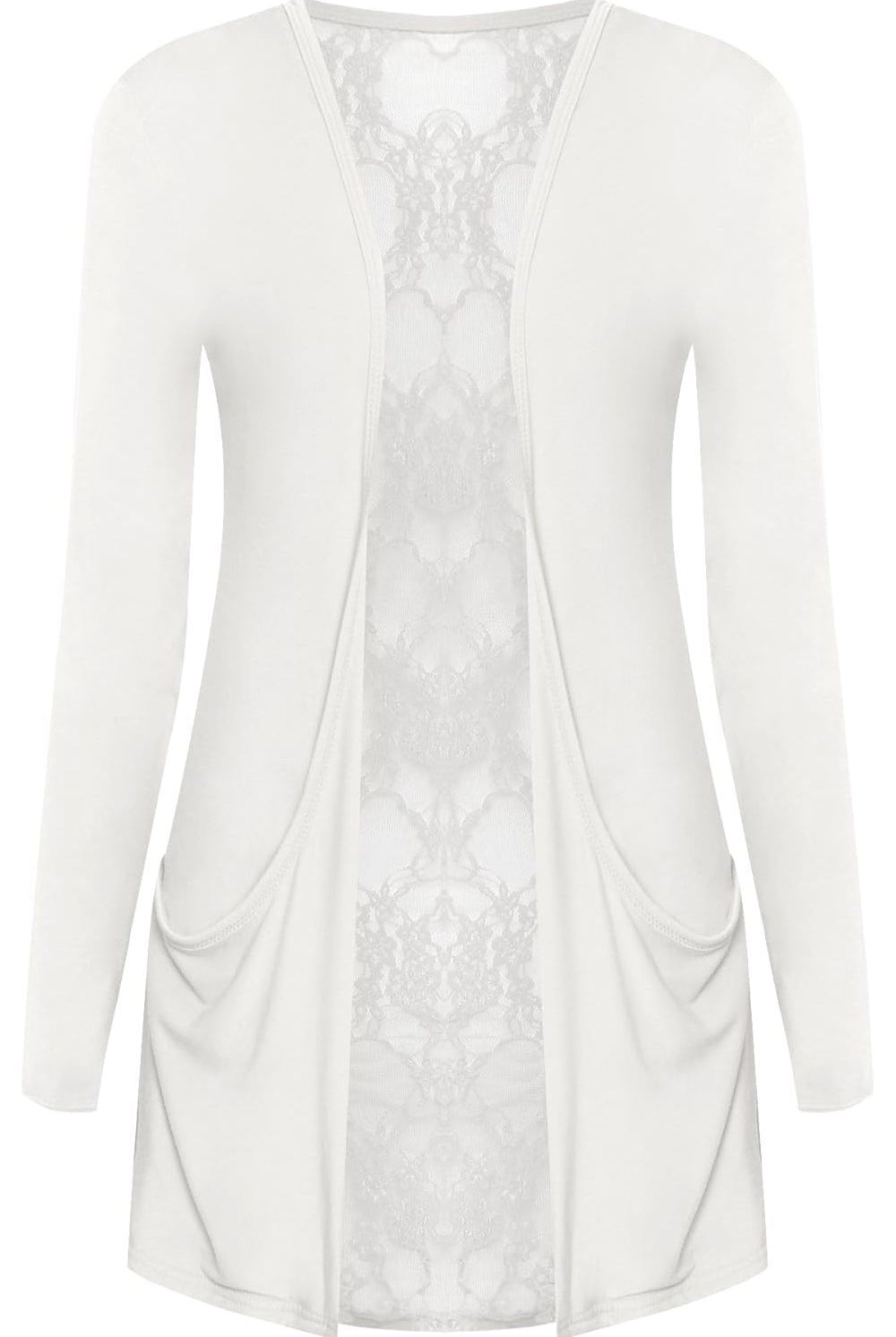 Lace Back Open Cardigan Boyfriend Top cardigan WearAll Cream 8-10