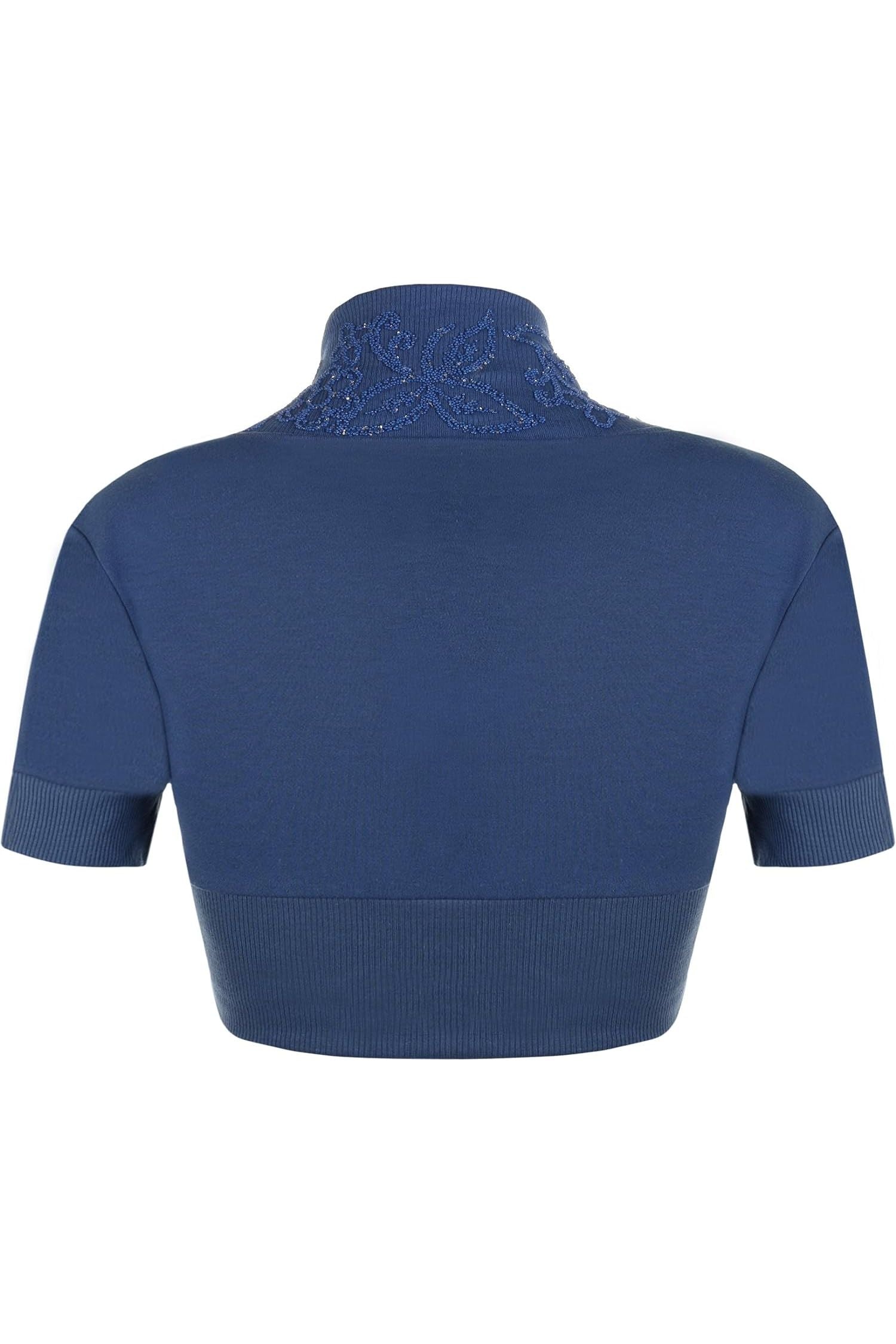 Short Sleeve Beaded Shrug Tops WearAll