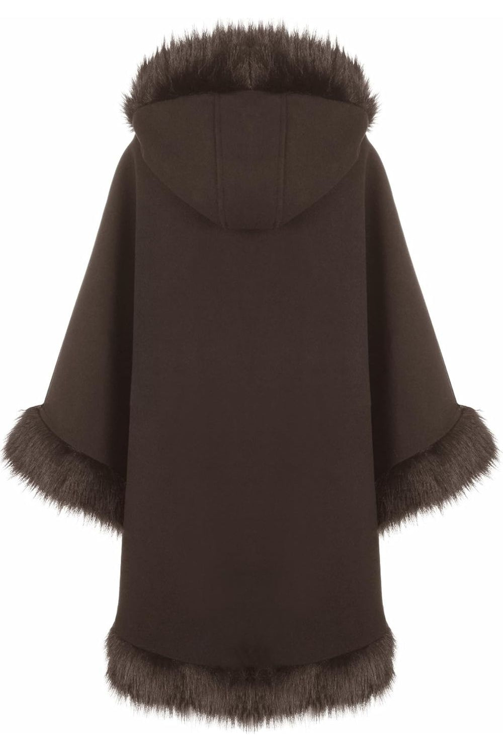 Faux Fur Trim Hood Cape Tops WearAll