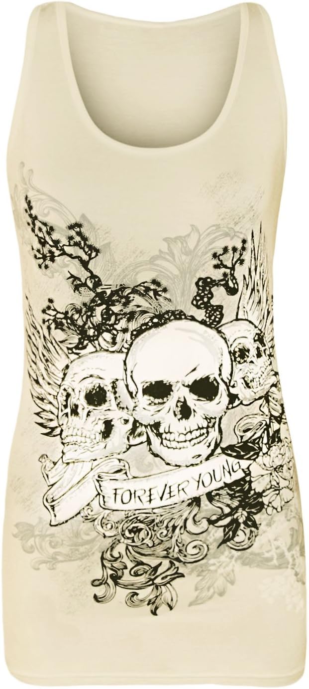 Forever Skull Print Vest Top Top WearAll Cream 12-14