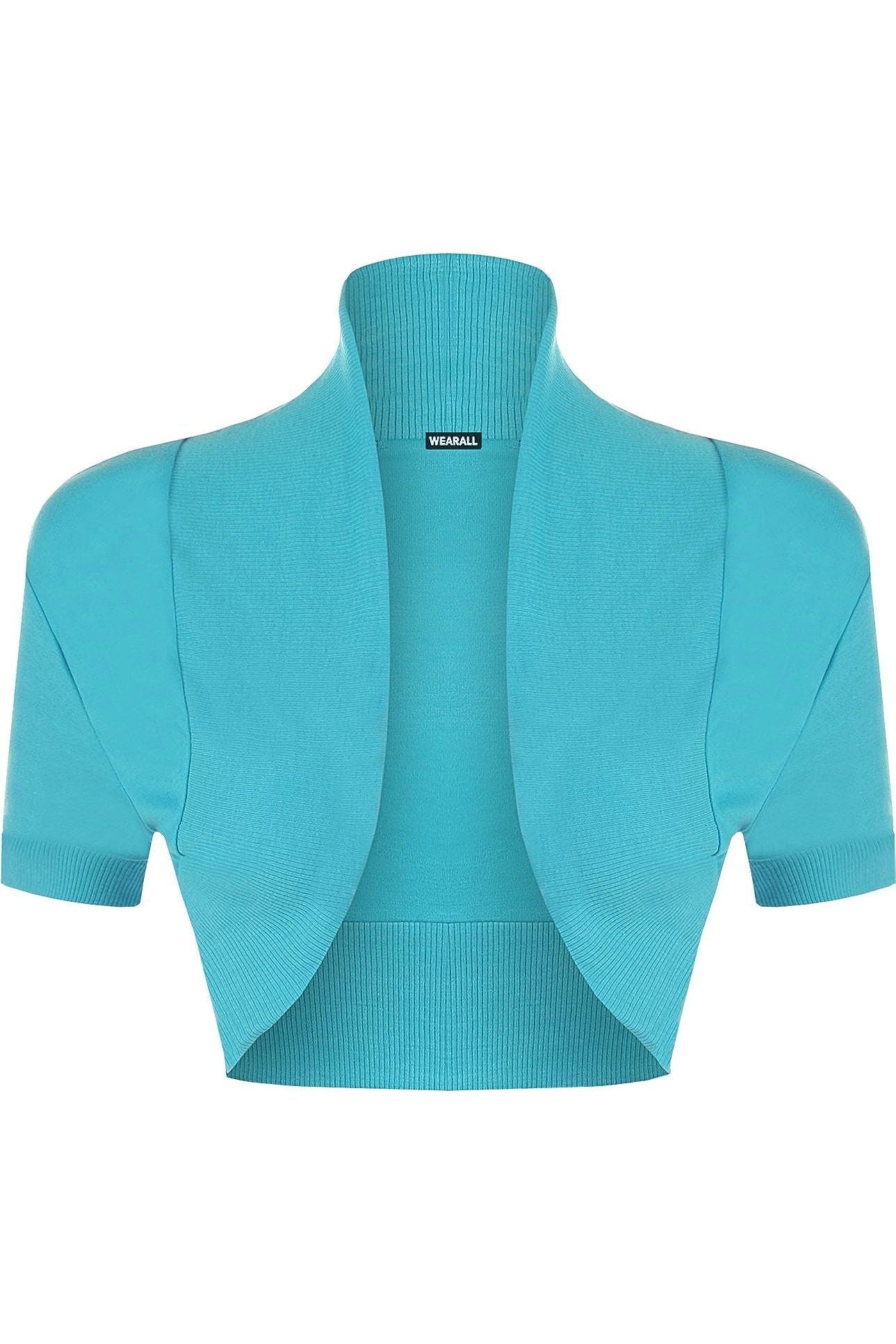 Short Sleeve Ribbed Bolero Shrug Tops WearAll