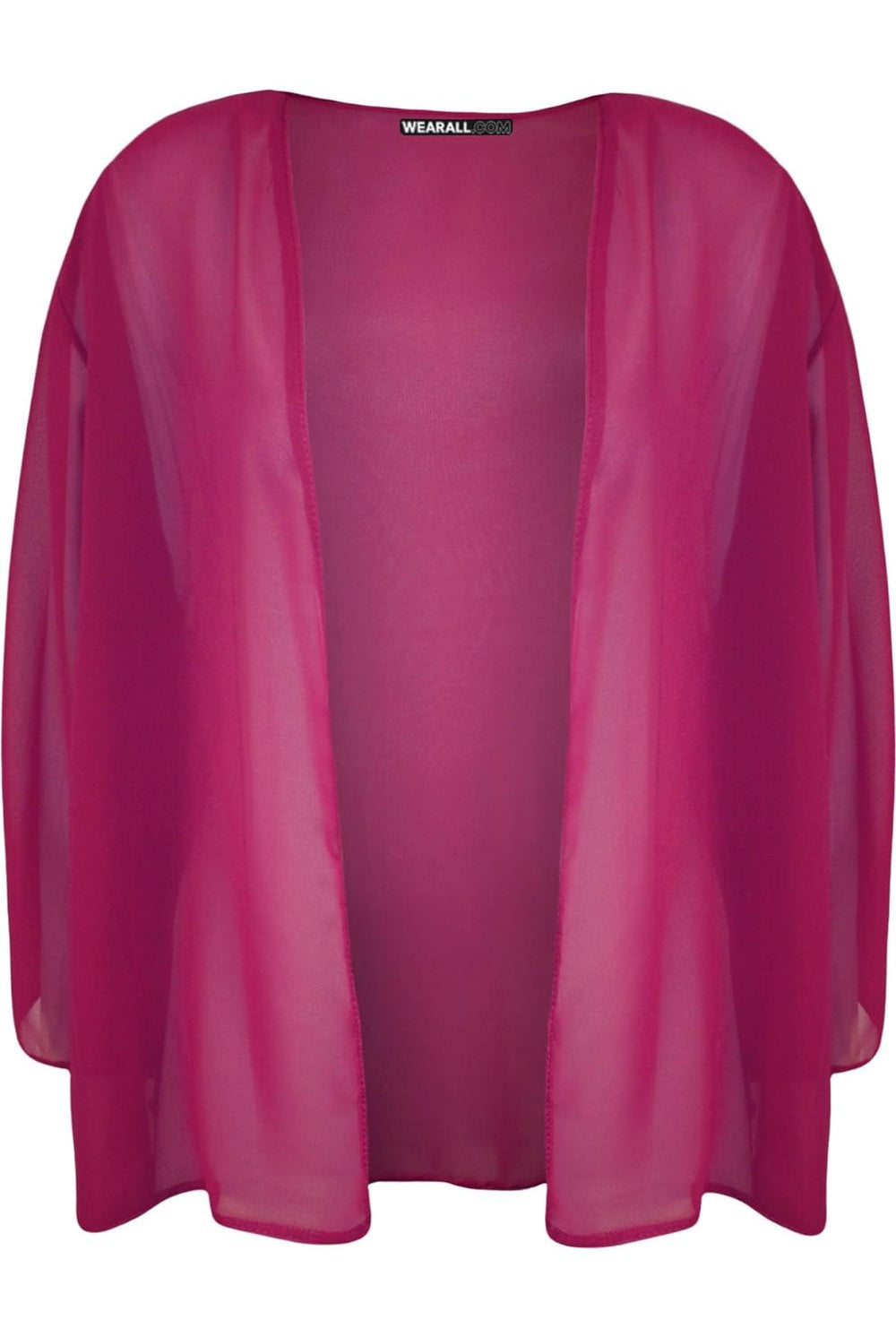 Plain 3/4 Open Kimono Cardigan Top cardigan WearAll Cerise 12-14