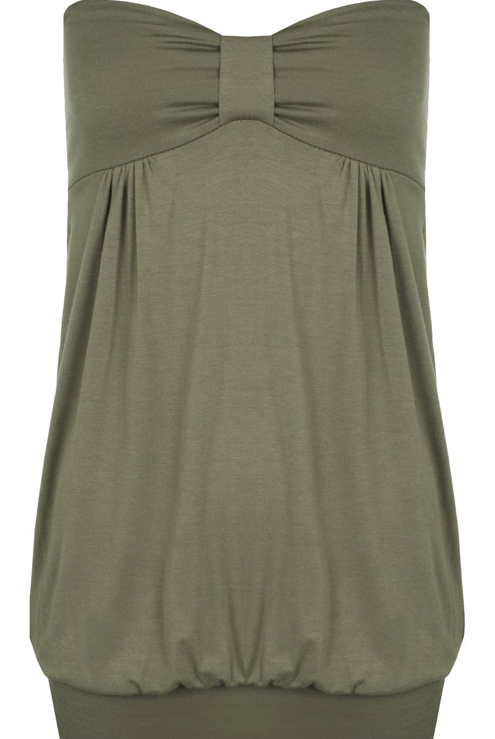 Long Boob Tube Strapless Top Tops WearAll Khaki 8-10