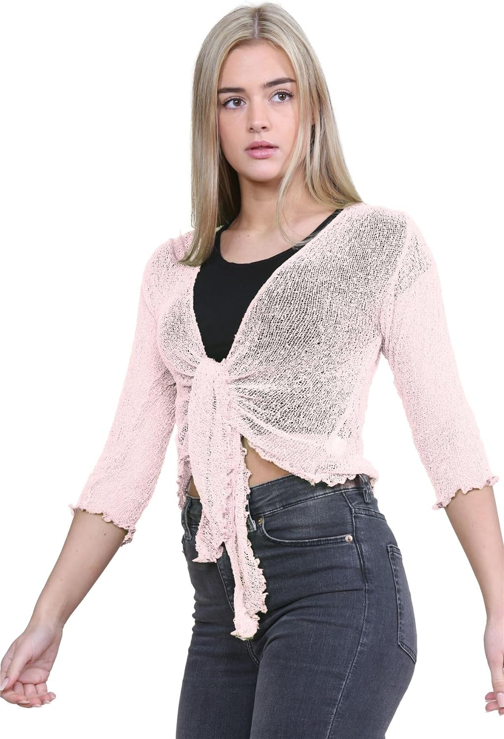 Tie Up Knitted Cropped Bolero Shrug Shrugs WearAll