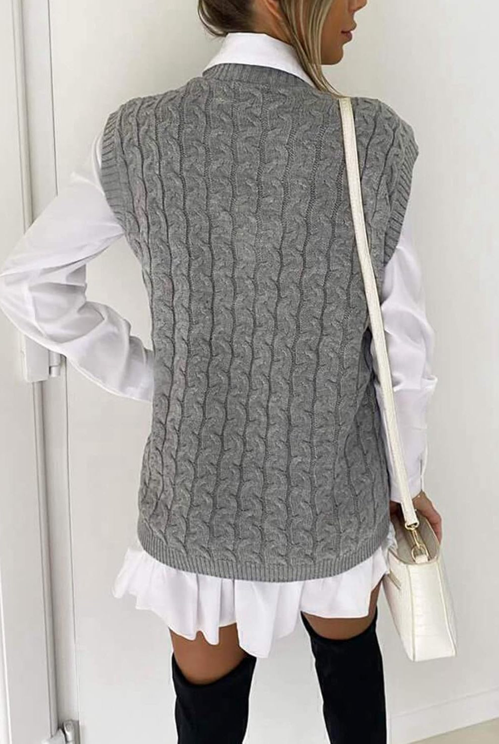 Plus Size Cable Knit Tank Top Jumper WearAll
