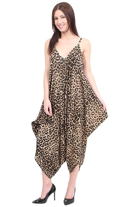 Plus Size Lagenlook Strappy Baggy Harem Jumpsuit 16-22 Jumpsuit WearAll Leopard One Size Fits 16-22
