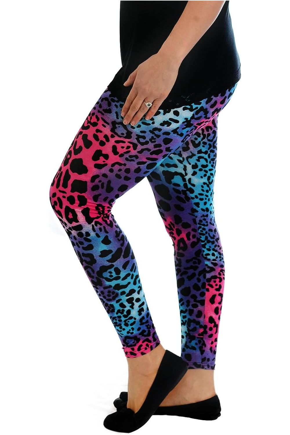 Plus Size Animal Multi Leopard Print Leggings Leggings WearAll 16-18 Multi Leopard Print