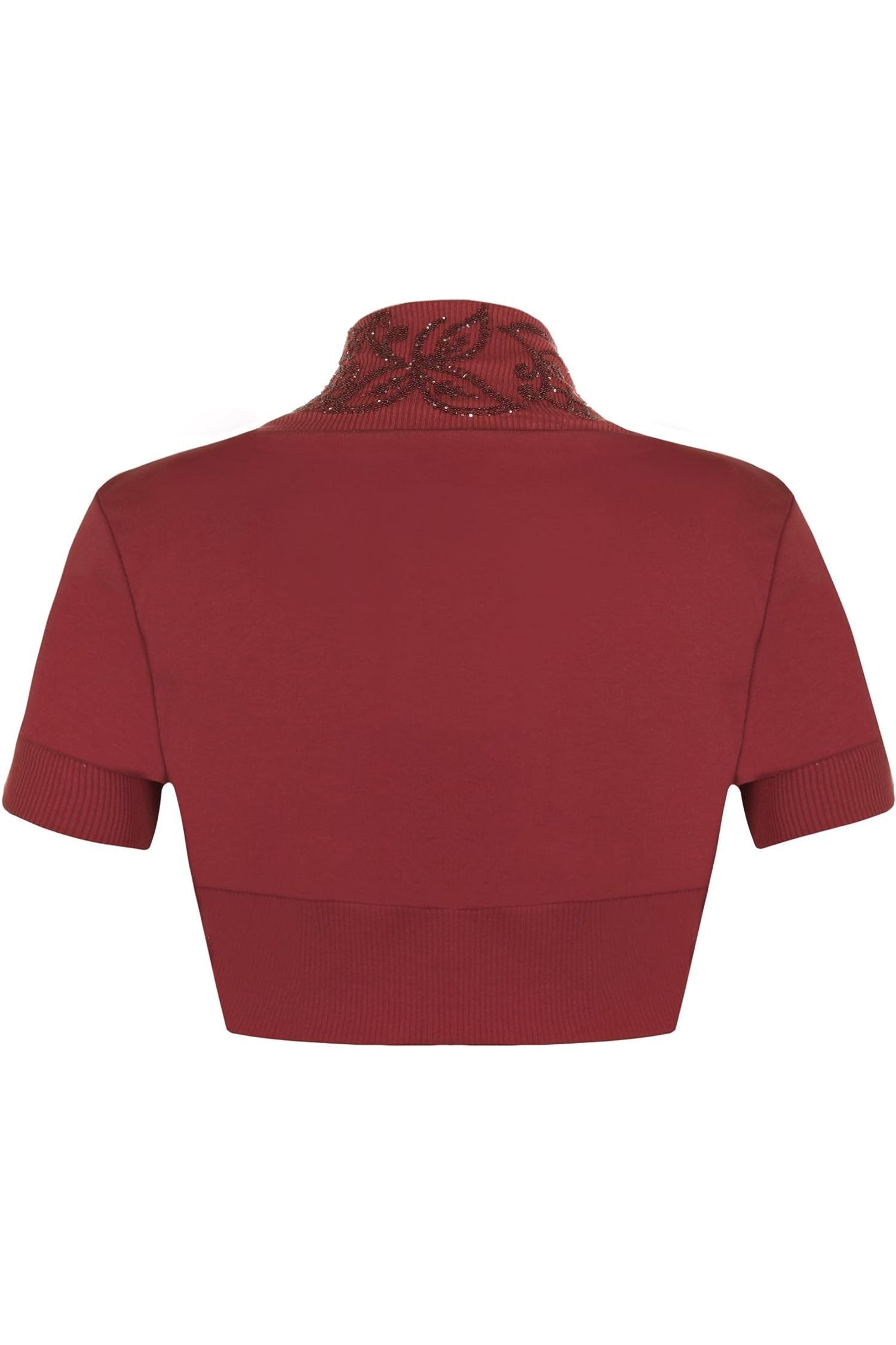 Short Sleeve Beaded Shrug Tops WearAll