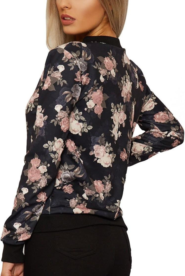 Plus Size Floral Bomber Jacket Rose Print Jacket WearAll