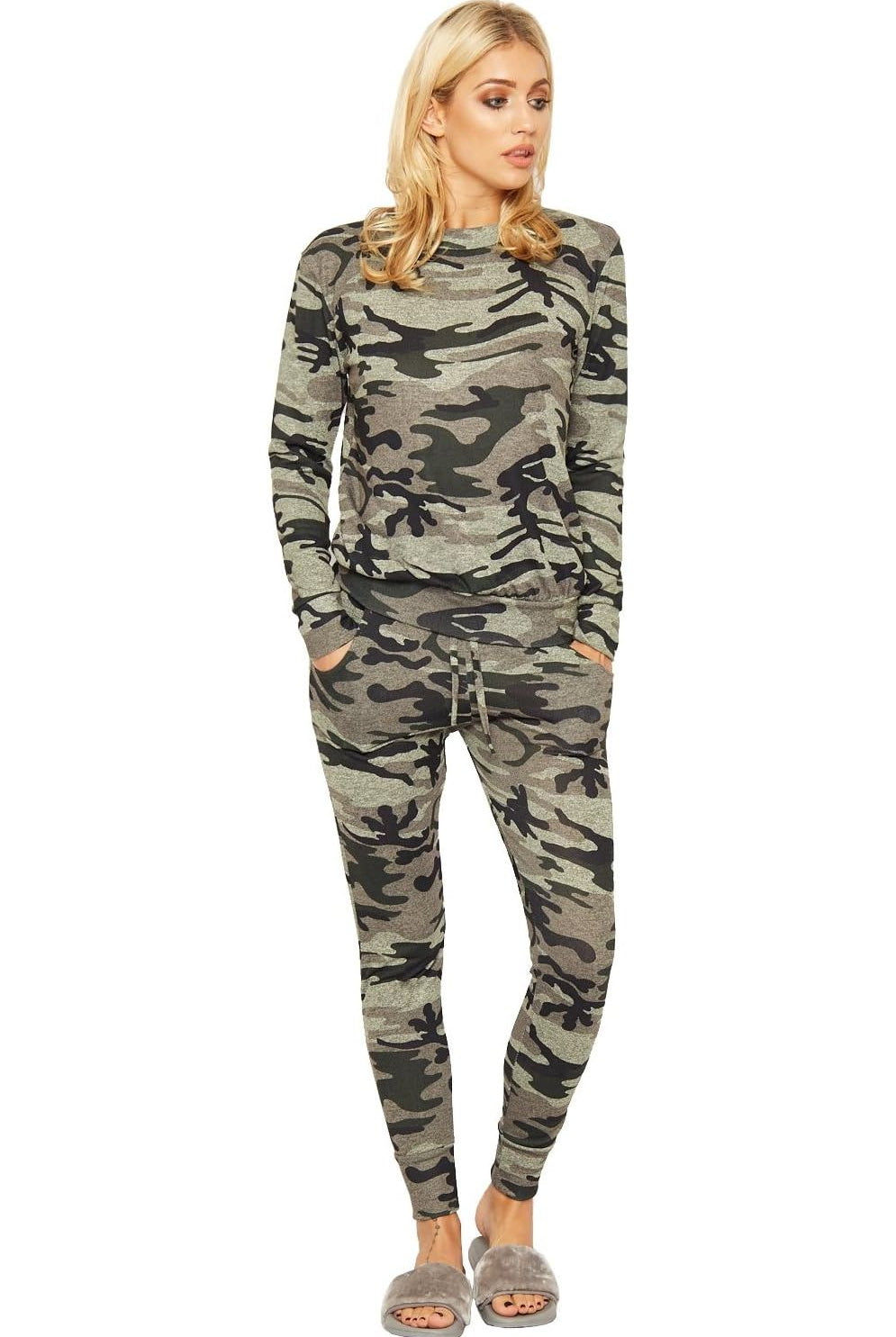 Army Camouflage Print Tracksuit Loungewear WearAll Black 8-10