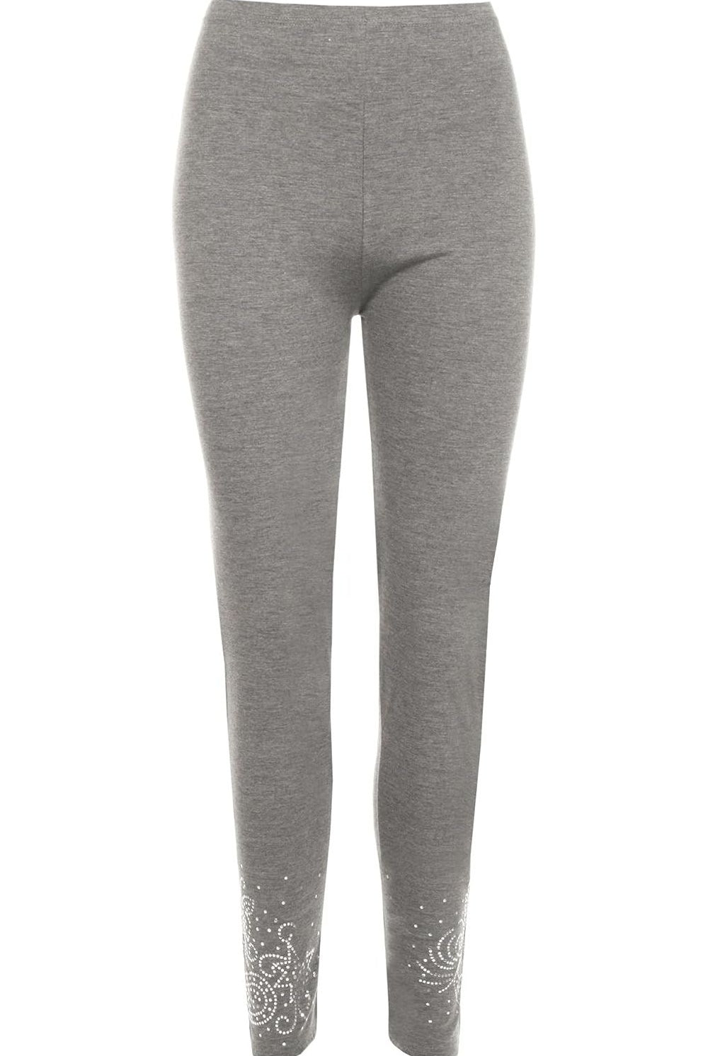 Plus Size Foil Printed Leggings Leggings WearAll Dark Grey 16-18