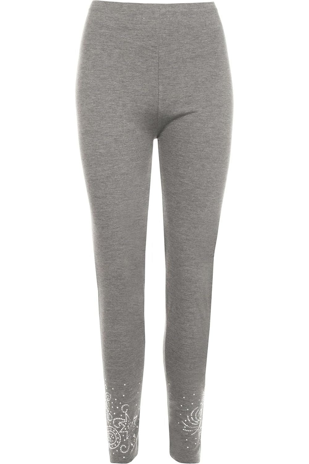 Plus Size Foil Printed Leggings Leggings WearAll Dark Grey 16-18