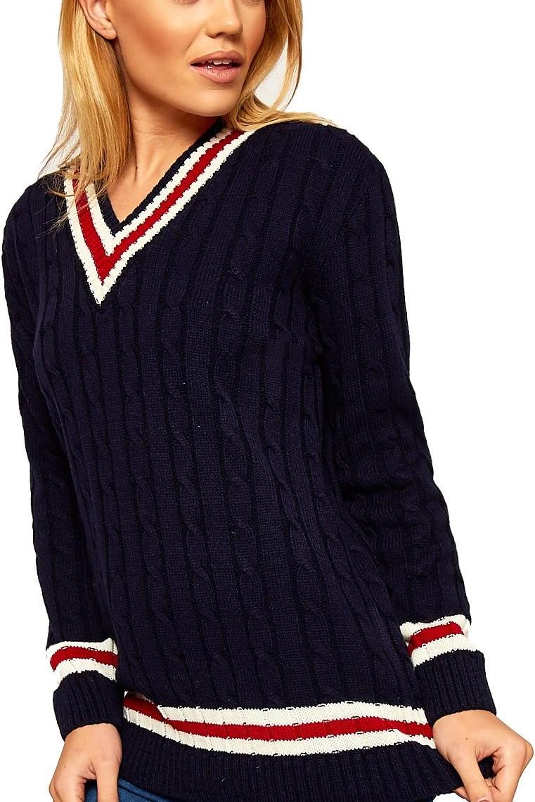Cable Knitted Cricket Stripe Jumper Jumper WearAll