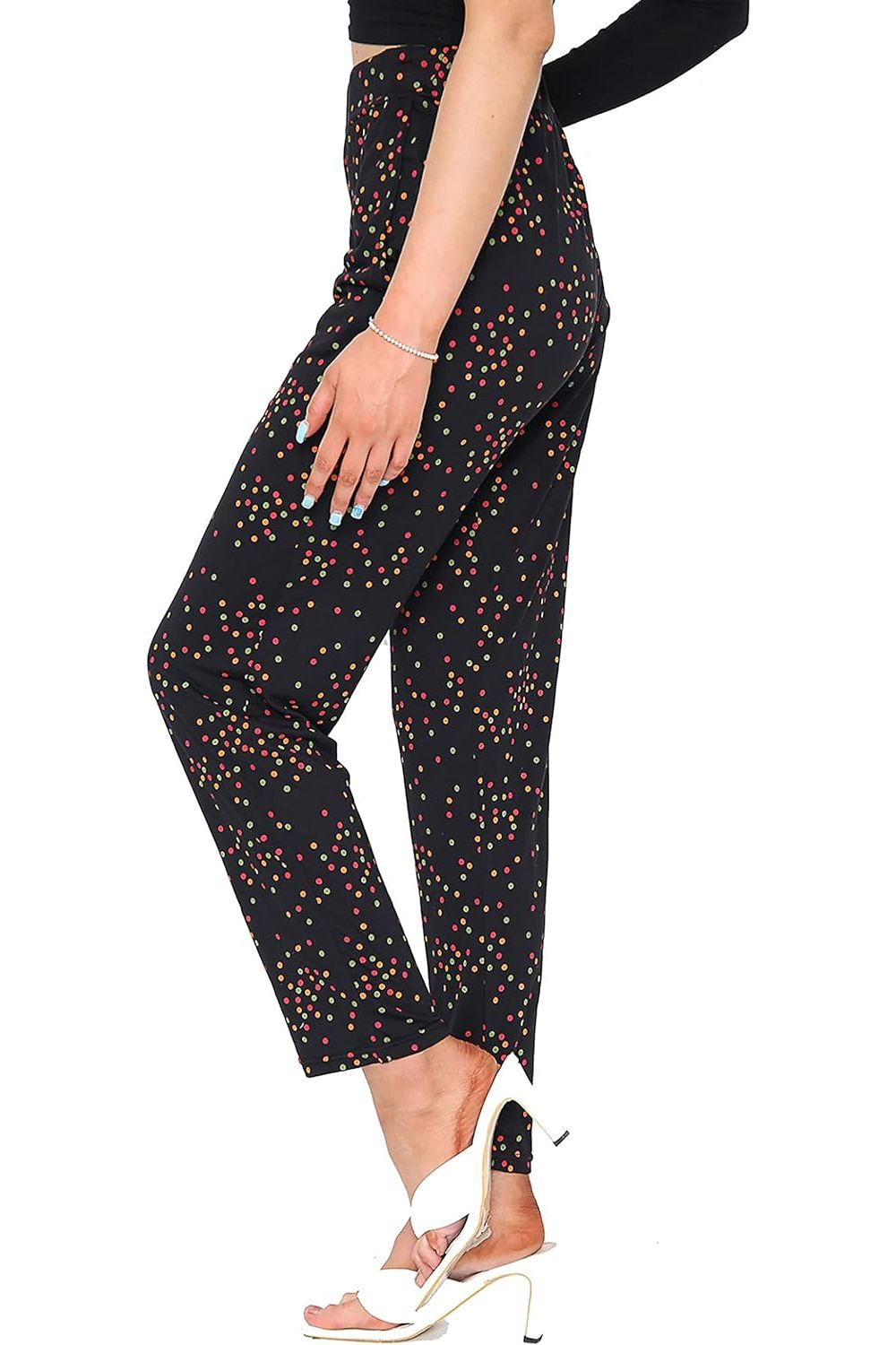 Multi Doted Black Print Full Length Trouser Trousers WearAll