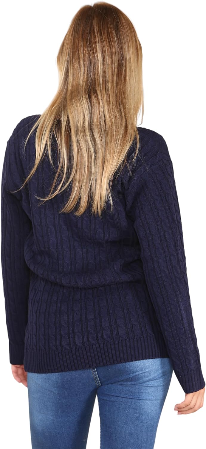 Cable Knitted V-Neck Sweater Top Tops WearAll