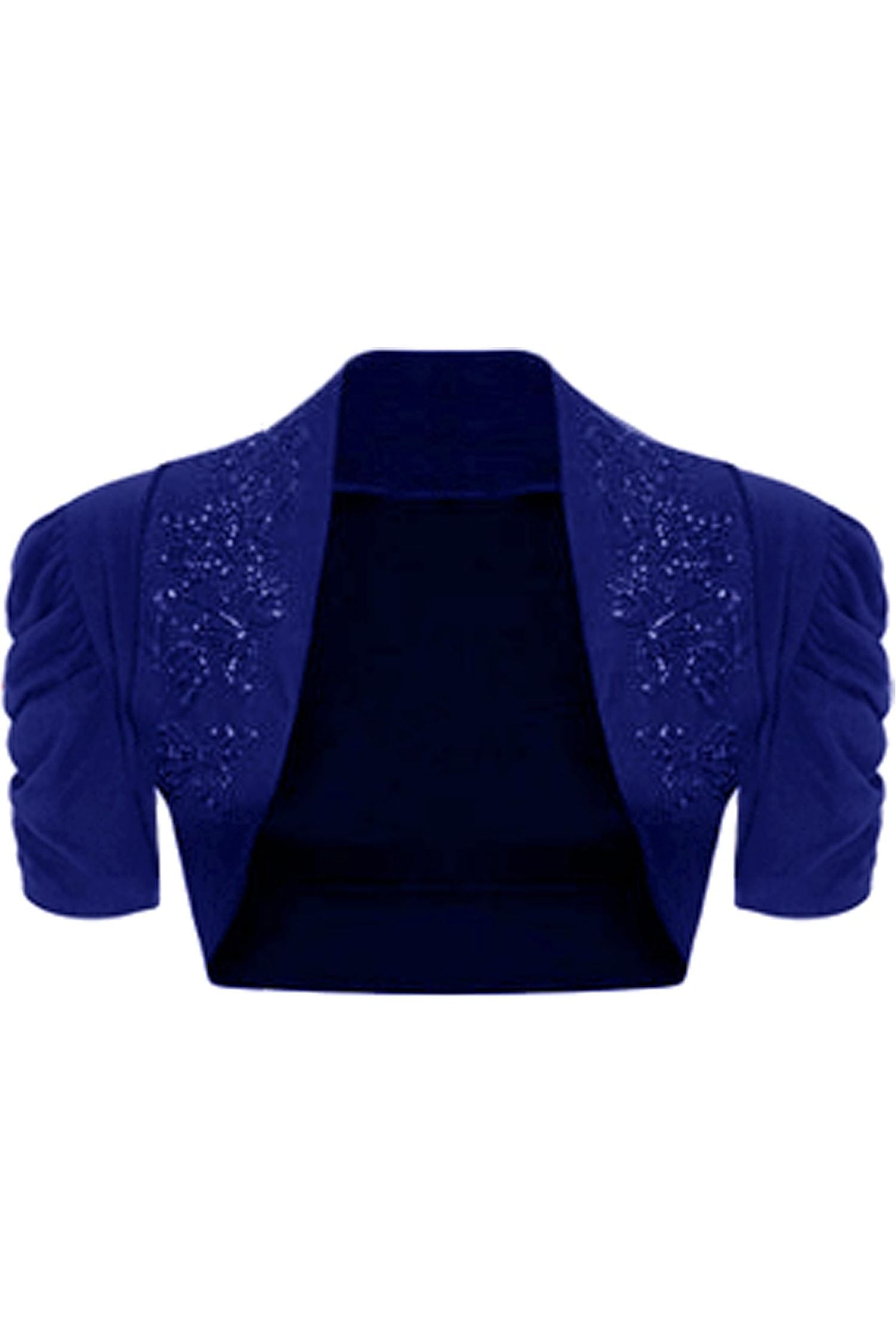 Puff Sleeve Beaded Shrug Tops WearAll Blue 8-10